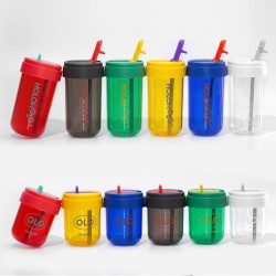 450ml/15oz Tritan Travel Coffee Mug with Lid for Two Way to Drink Water Cup with Straw