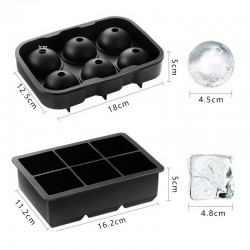 2pcs Silicone Round & Square Ice Cube Six Puck