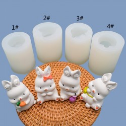 4PCS 3D Rabbit Bunny Easter Silicone Mold - 1 Set
