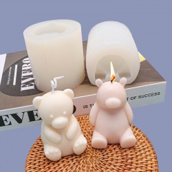 A Pair Bear Silicone Mold for Candle Cake Handmade Soap
