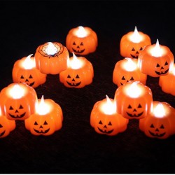 12pk LED Pumpkin Shaped Halloween Tea Lights
