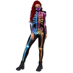 Color print printing cos Christmas long-sleeved tights for women-Does not include mask