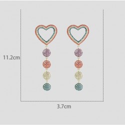 Rhinestone Rainbow Heart Tassel Earrings
