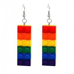 Lovely LEGO Style Rainbow Earrnings S925