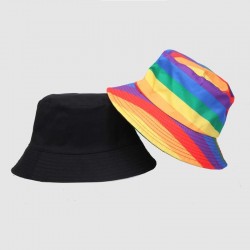 Rainbow Bucket Fisherman Hat Reversible Rainbow&Black
