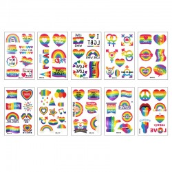 75Pcs Rainbow Temporary Tattoos Stickers Waterproof Body Paints - 10 Sheet