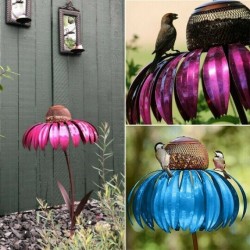 Handmade Sensation Pink/Blue Coneflower Bird Feeder