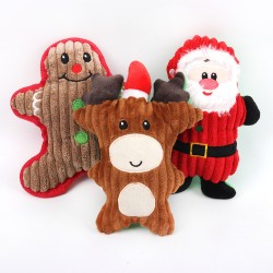 3 PCS Christmas Plush Interactive Dog Squeaky Toys Xmas Gift