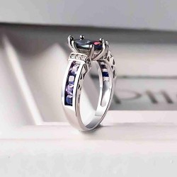 Fashion 925 Silver Ring Wedding Engagement Band Diamond Ring for Women Girls