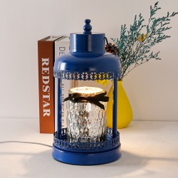 Metallic Dimmable Candle Warmer Lantern Lamp with Auto Shut Off Blue/White