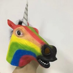 Rainbow Unicorn Latex Head Mask