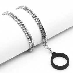 2 Pieces Metal Necklace with 4 Silicone Anti-Slip Rubber Ring
